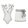 Swimsuit Black White Color Matching Sweet Girl Bow Swimsuit Women White Skirt
