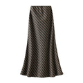 High Waist Slimming Skirt Women Fall Loose Diagonal Striped A line Sheath Skirt