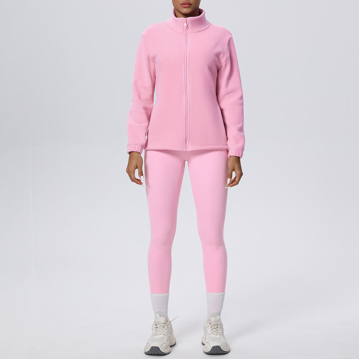 Skinny Yoga Pants High Waist Hip Lift Nude Feel Sports Long Sleeve Zipper Fleece Padded Coat Workout Clothes Yoga Suit