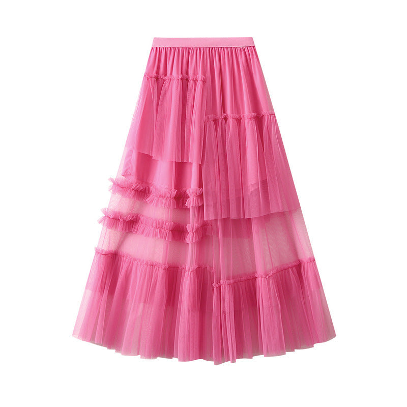 Sweet Tiered Dress Irregular Asymmetric Skirt Dream Tulle Skirt Women
