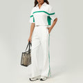 Tennis Sports Two Piece Sets Contrast Color Golf Apparel Suit Loose Casual Running Fitness Clothes