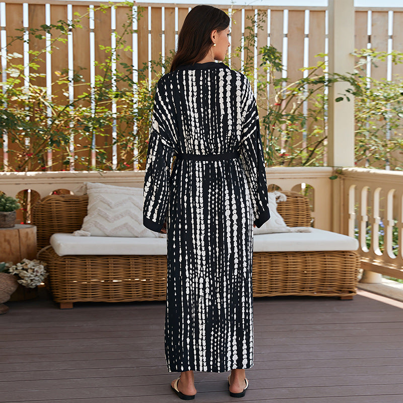 Rayon Tie Dyed Beach Cover Up Mid Length Sunscreen Shirt Cardigan Women Vacation Bikini Cover Up