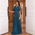 Sequined A line Elegant Square Collar Short Sleeve Party Dress Boning Corset Waist-Tight Dinner Ball Gown