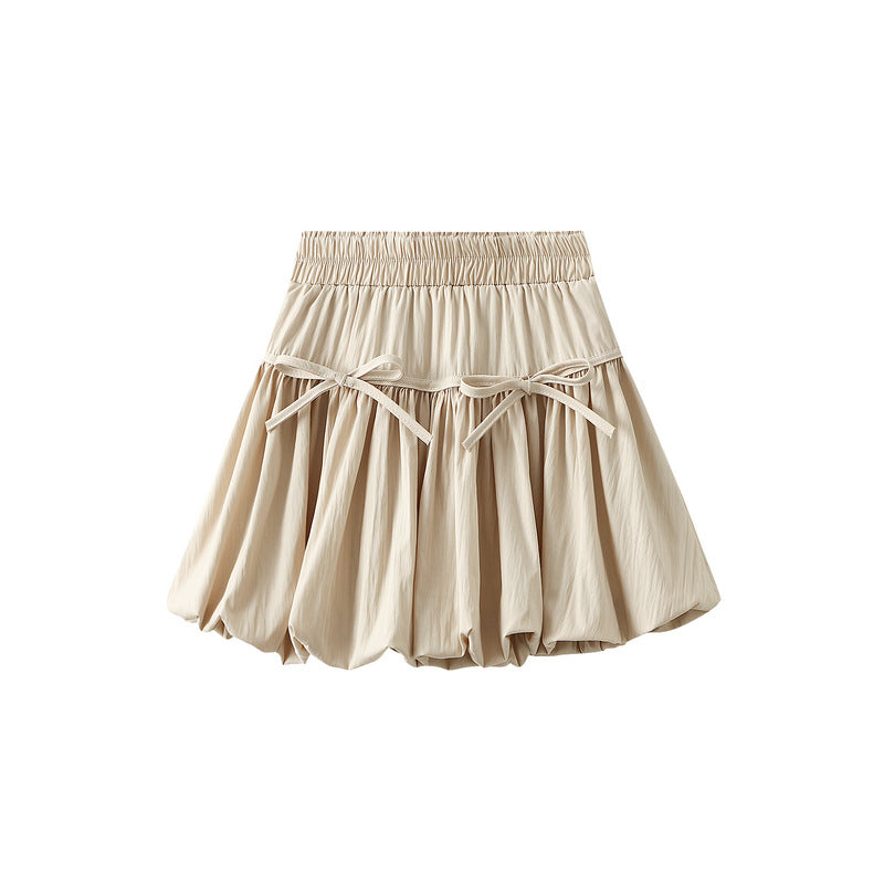 Skirt Women Spring Summer High Waist A line Skirt Bow Design Pettiskirt Bud Lantern Dress Women
