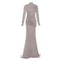 Autumn Winter Women Clothing High Waist Ruched Elegant Graceful Long Sleeved Dress Mop Dress