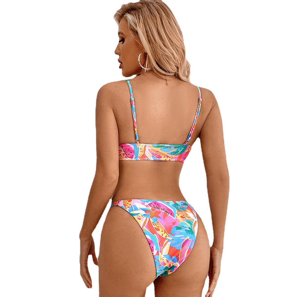 Sexy Bikini Floral Split Bikini Beach Vacation Backless Swimsuit Bikini Gather Swimwear