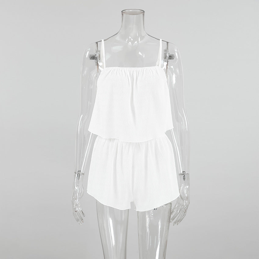 Thin Summer Pajamas Women Suspender Shorts Two Piece Set Sexy Stretch Soft Home Wear