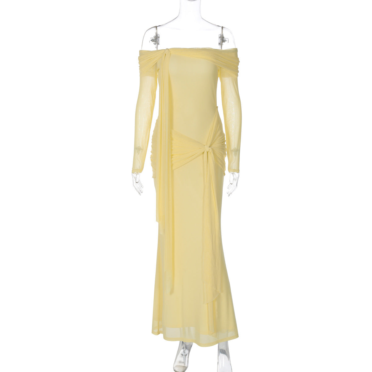 Best Seller in Women Clothing Summer Sexy See through off Shoulder Slim Fit Lace up Dress