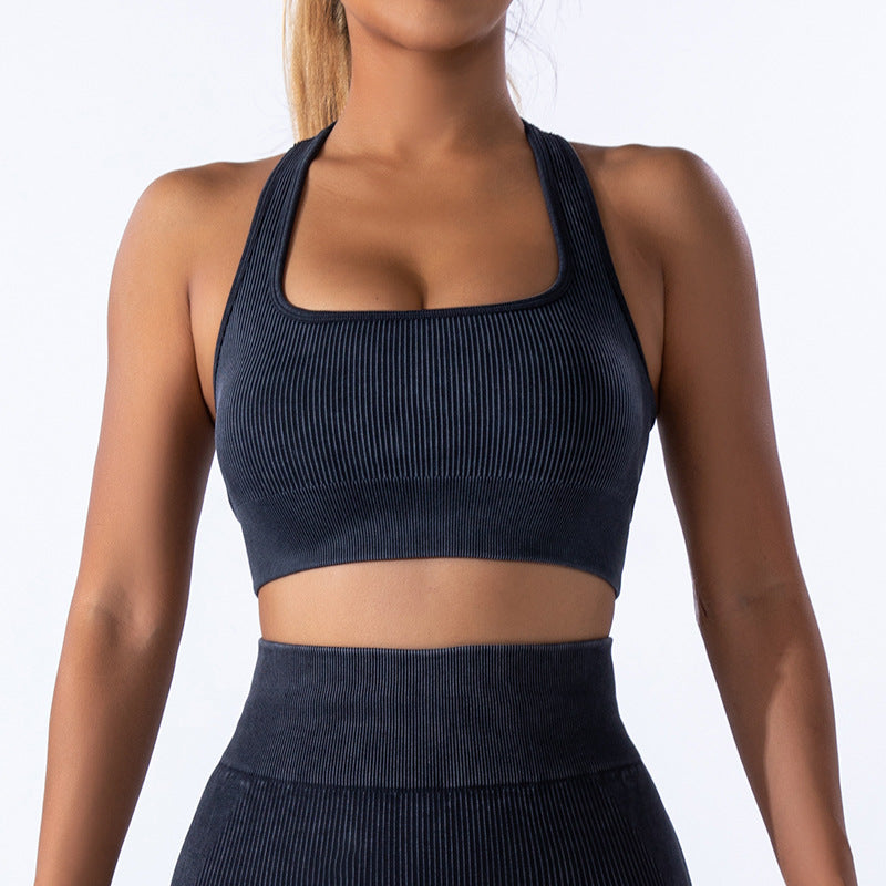 Seamless Frosted Yoga Clothes Four Piece Sports Set Women Shockproof Yoga Bra Fitness Yoga Pants