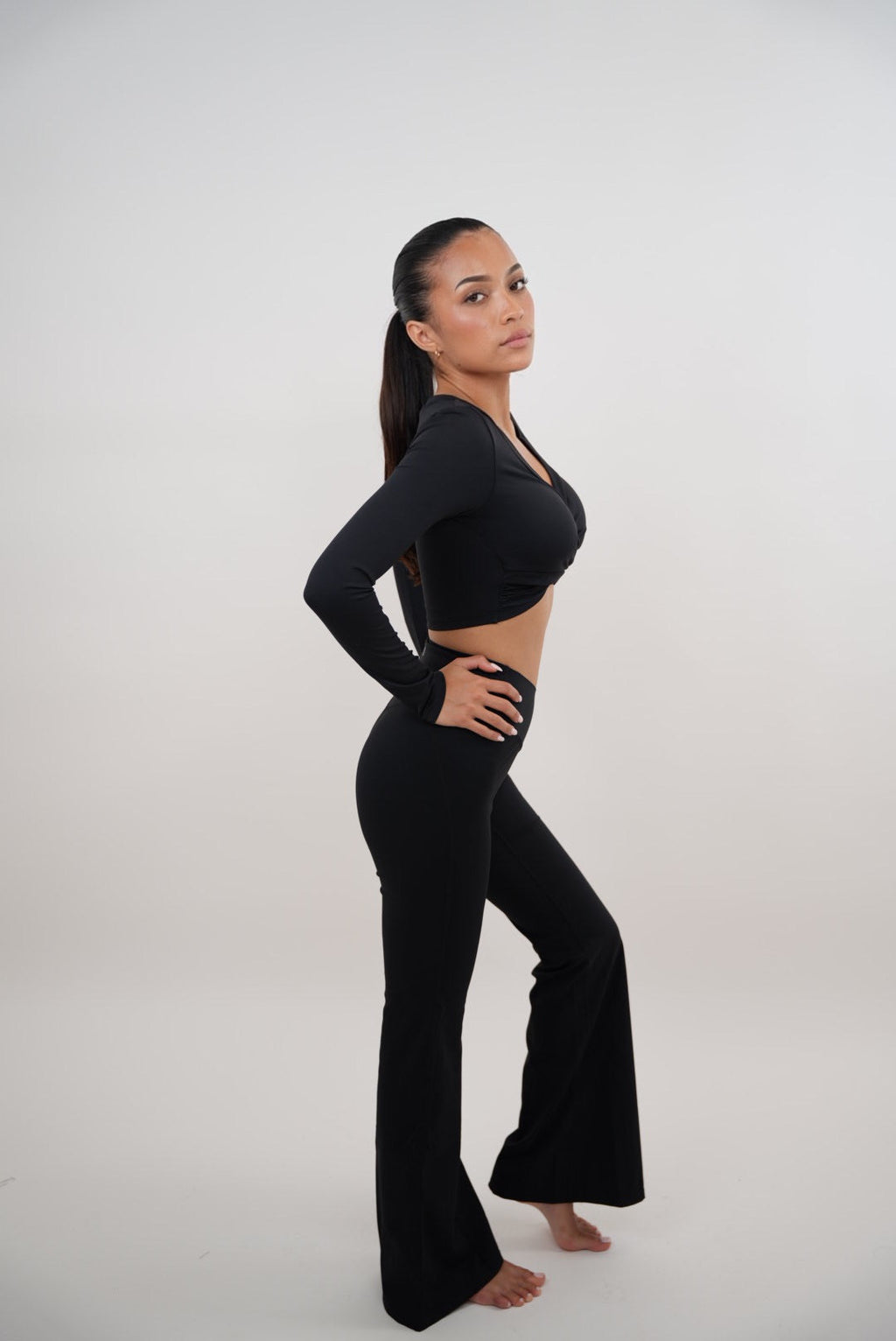 I Am Present Black Stretch Flare Legging