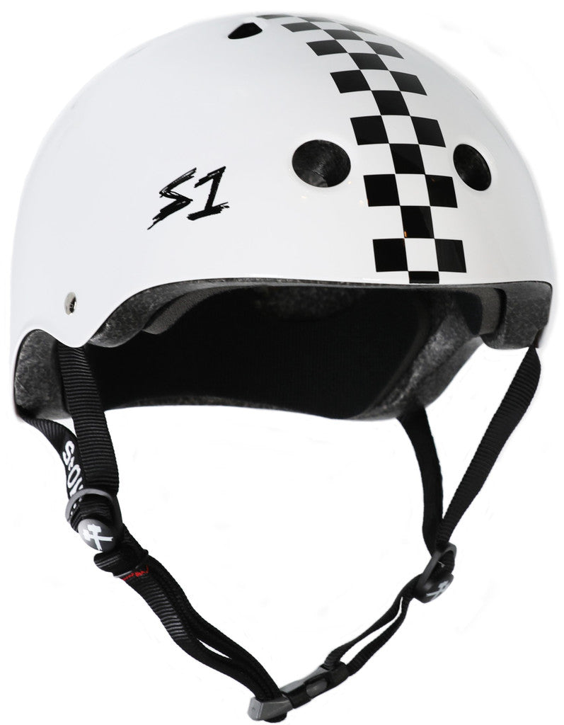 S1 Mega Lifer Helmet - White Gloss/Checkers