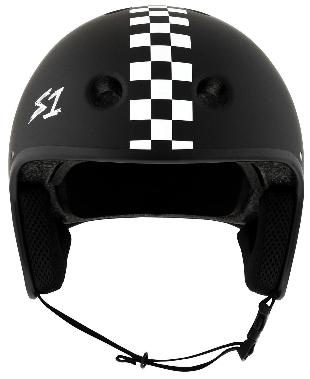 S1 Retro Lifer E-Helmet - Black Matte/Checkers