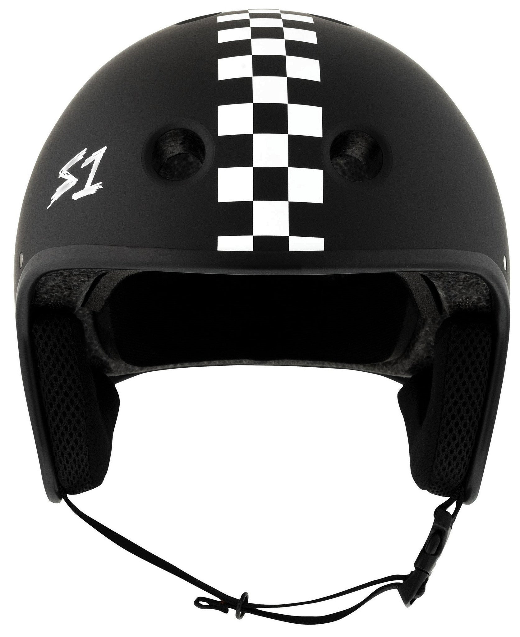 S1 Retro Lifer E-Helmet - Black Matte/Checkers