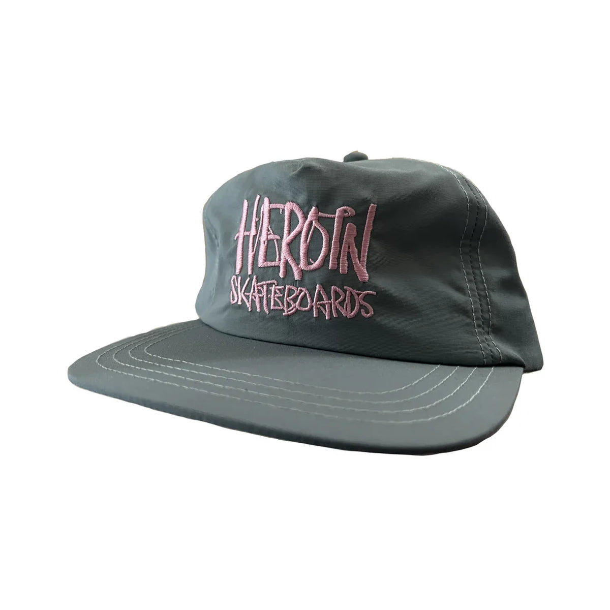 Heroin Script Grey / Pink Nylon Snapback Hat