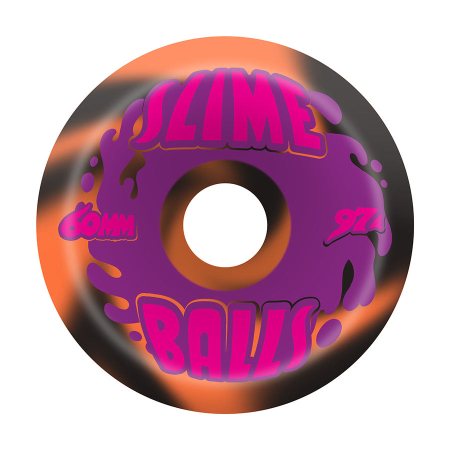 Slime Balls Splat Vomits Wheels 60mm 97a - Black/Orange Swirl (Set of 4)