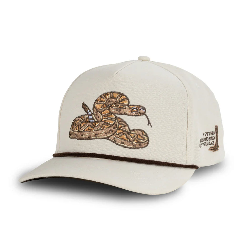 Sendero Rattlesnake Cream 5 Panel Structured Snapback Hat
