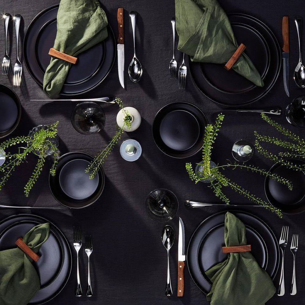 16-Piece Stoneware Dinnerware Set in Matte Black - Service for 4 ...