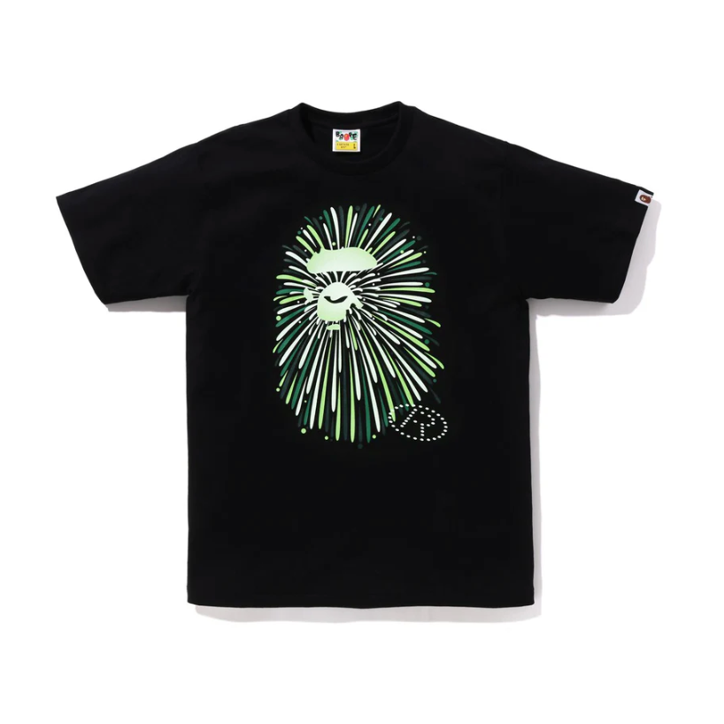 BAPE Ape head Glow Firework tee (Black/Green)