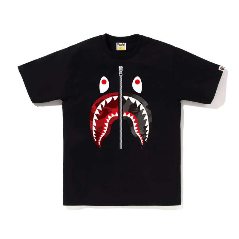 BAPE COLOR CAMO SEPARATE SHARK TEE (Red/Black)