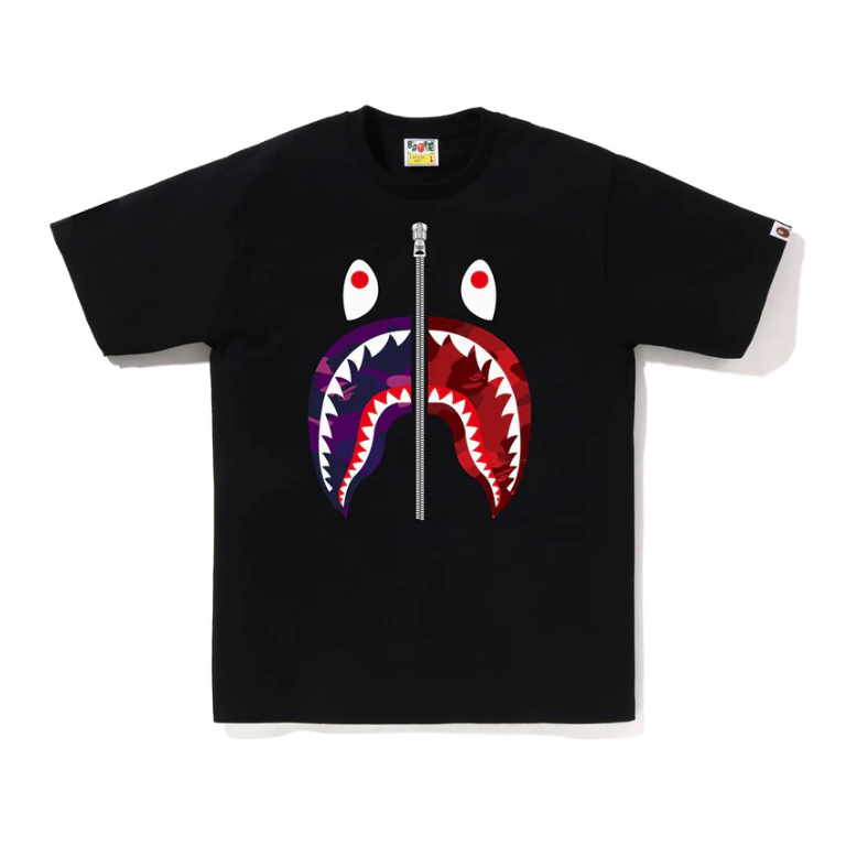 BAPE COLOR CAMO SEPARATE SHARK TEE (Purple/Red)