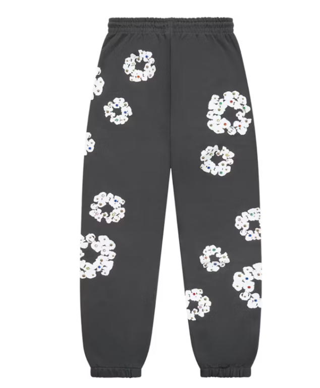 Denim Tears Rhinestone Cotton Wreath Sweatpants Vintage Black