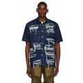Who Decides War by MRDR BRVDO Blue Distressed Denim Short Sleeve Shirt
