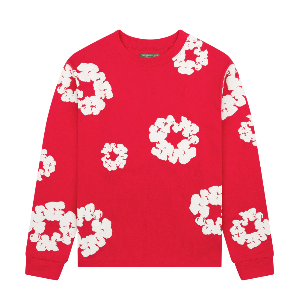 Denim Tears Long Sleeve Cotton Wreath Tee Red
