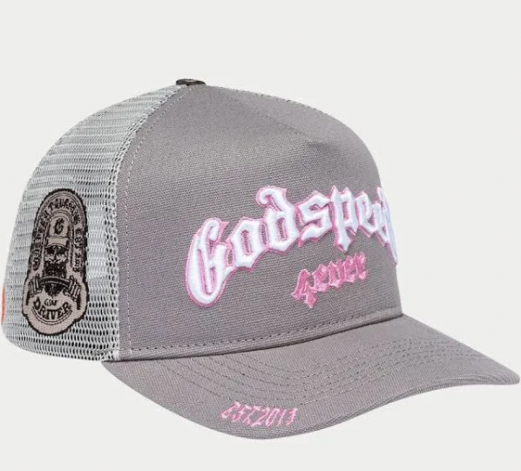 Godspeed Forever Trucker Hat (Grey/Pink)