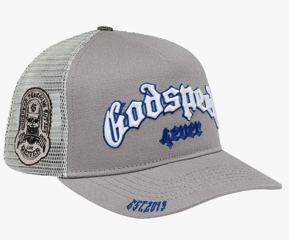 Godspeed Forever Trucker Hat (Grey/Royal)
