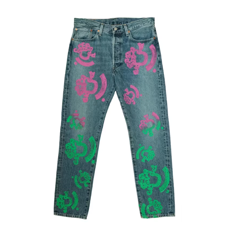 Denim Tears Bstroy Tears 501 Light Wash Jean Pink/Green