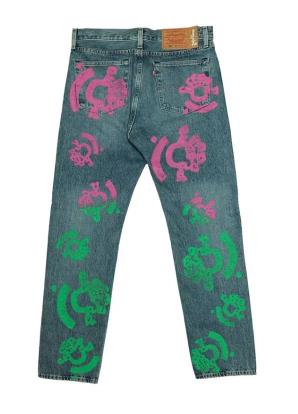 Denim Tears Bstroy Tears 501 Light Wash Jean Pink/Green