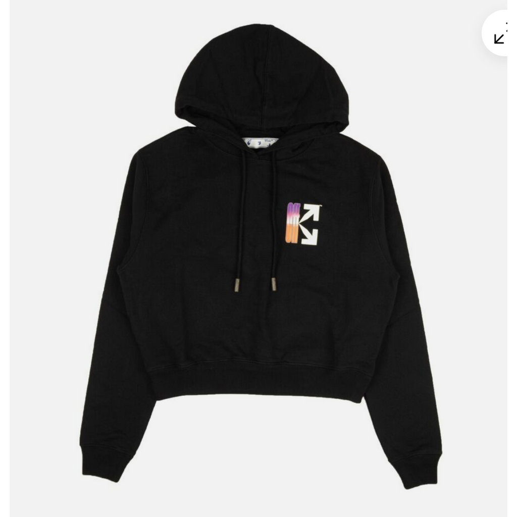NWT OFF-WHITE C/O VIRGIL ABLOH Black Gradient Logo Crop Hoodie