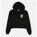 NWT OFF-WHITE C/O VIRGIL ABLOH Black Gradient Logo Crop Hoodie