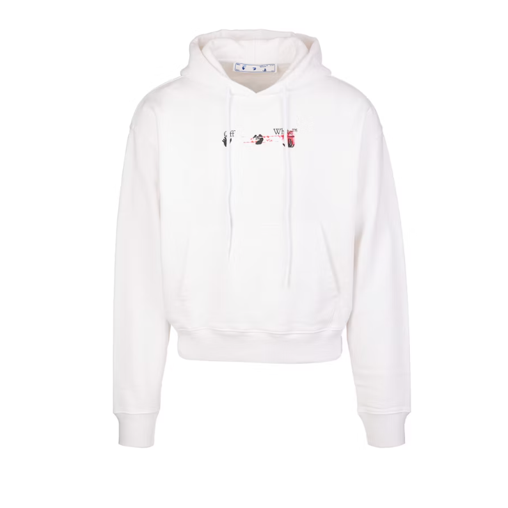 OFF-WHITE Acrylic Arrow Logo Print Hooded Sweatshirt White Black Fucshia