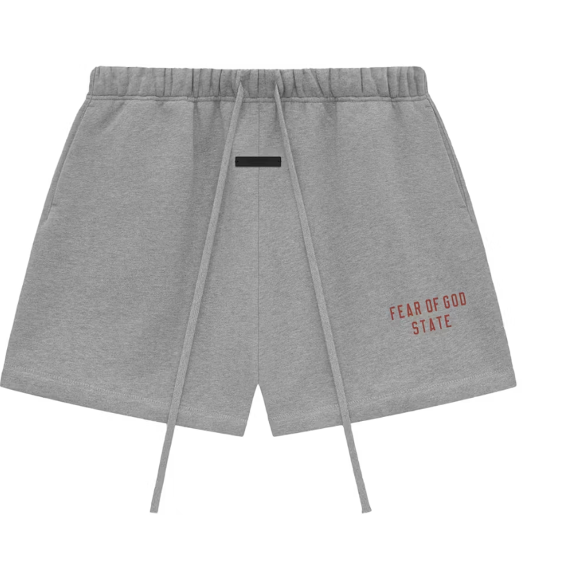Fear of God Essentials Fleece Soccer Shorts Dark Heather (Red Letters)