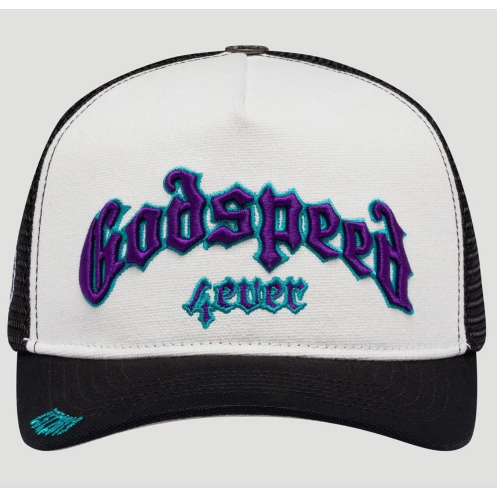 Godspeed Forever Trucker Hat (White/Black/Purple)