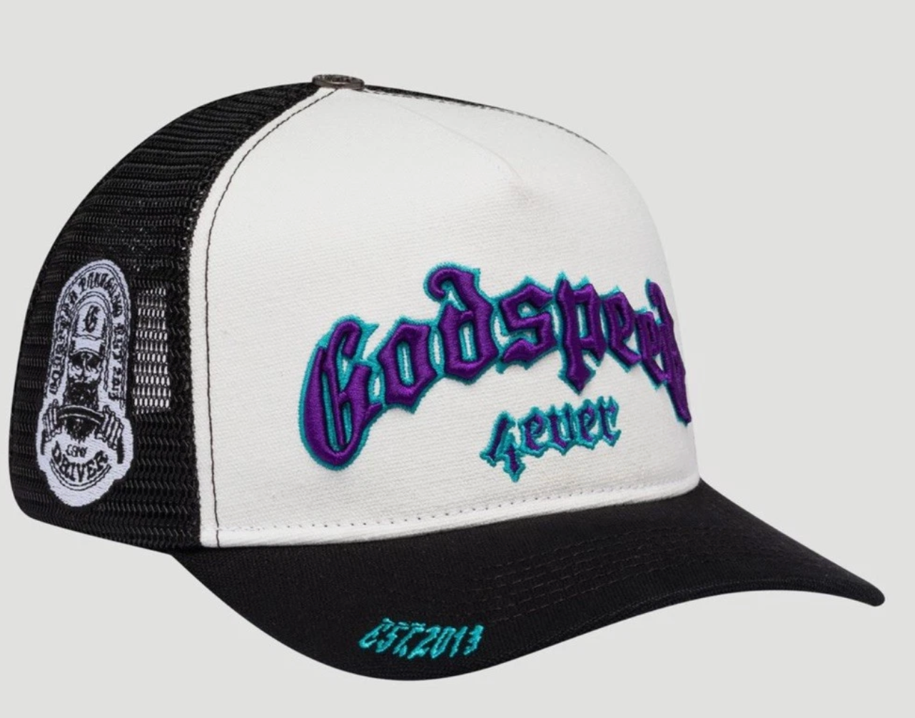 Godspeed Forever Trucker Hat (White/Black/Purple)