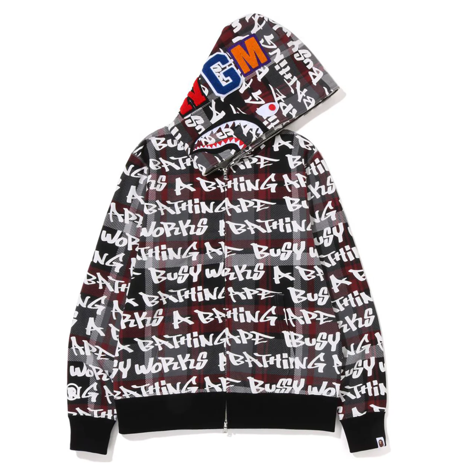 Bape Graffiti Check Shark Full Zip Hoodie (Black)