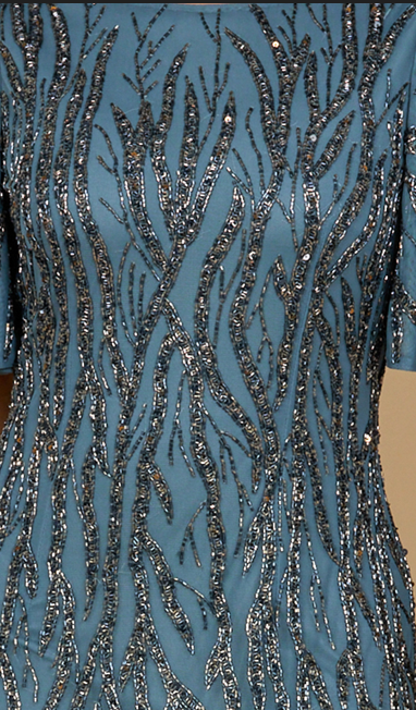 Beaded Gown with Flutter Sleeves