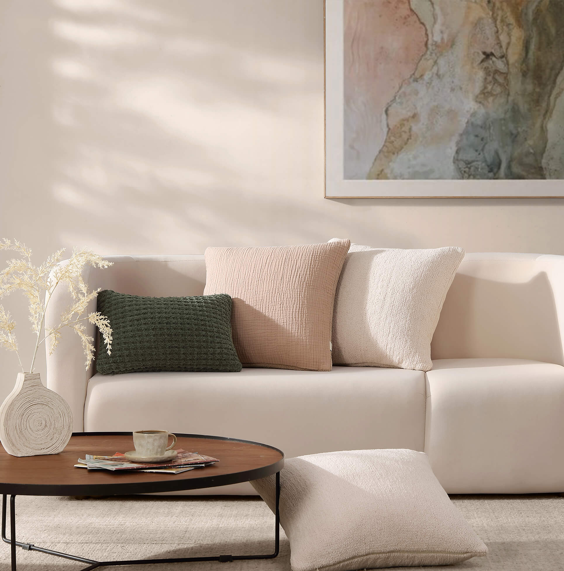 Snug Muslin Throw Pillow