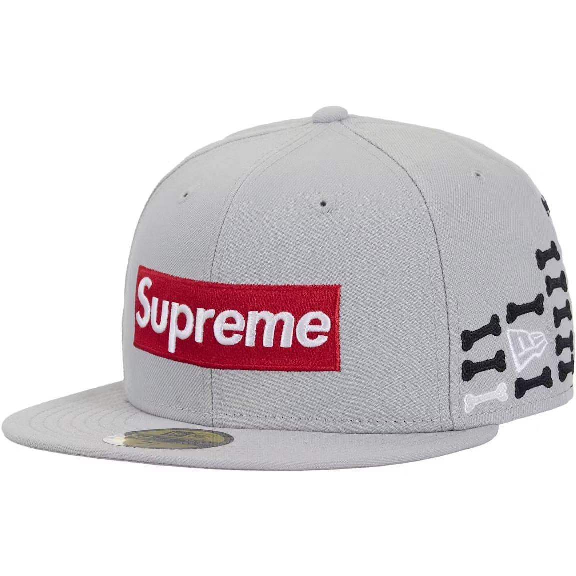 Supreme Bones Box Logo New Era 59Fifty Fitted Hat Grey