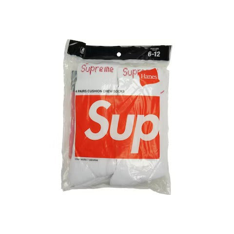 Supreme Hanes Crew Socks (4 Pack) White