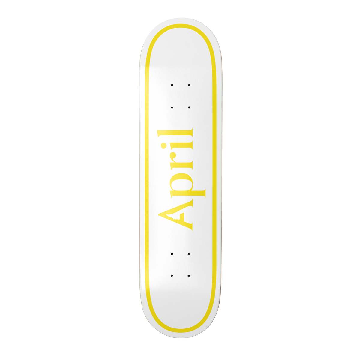 April Og Logo Yellow/White 8.25" Twin Tailed Skateboard Deck