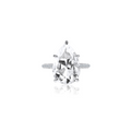5.0ct Pear Cut Moissanite Three Row Pavè Lab Diamond Engagement Ring