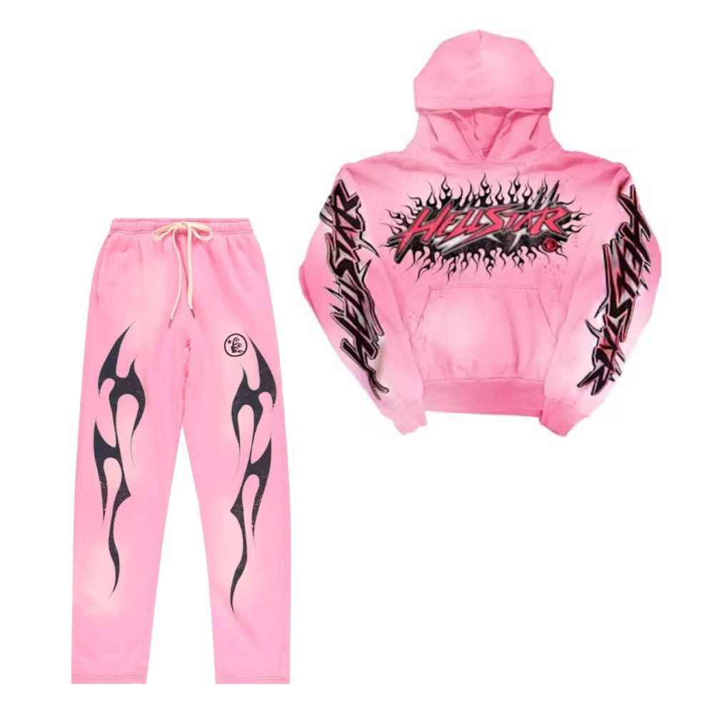 Hellstar Brainwashed Without Brain Hoodie and Sweatpants Pink (Full Set)
