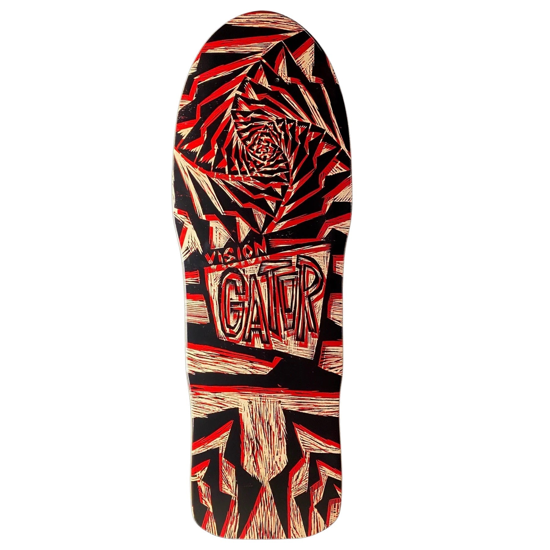 Vision Gator II Woodcut Art By Sean Starwars Deck - 10.25″ Natural/Red