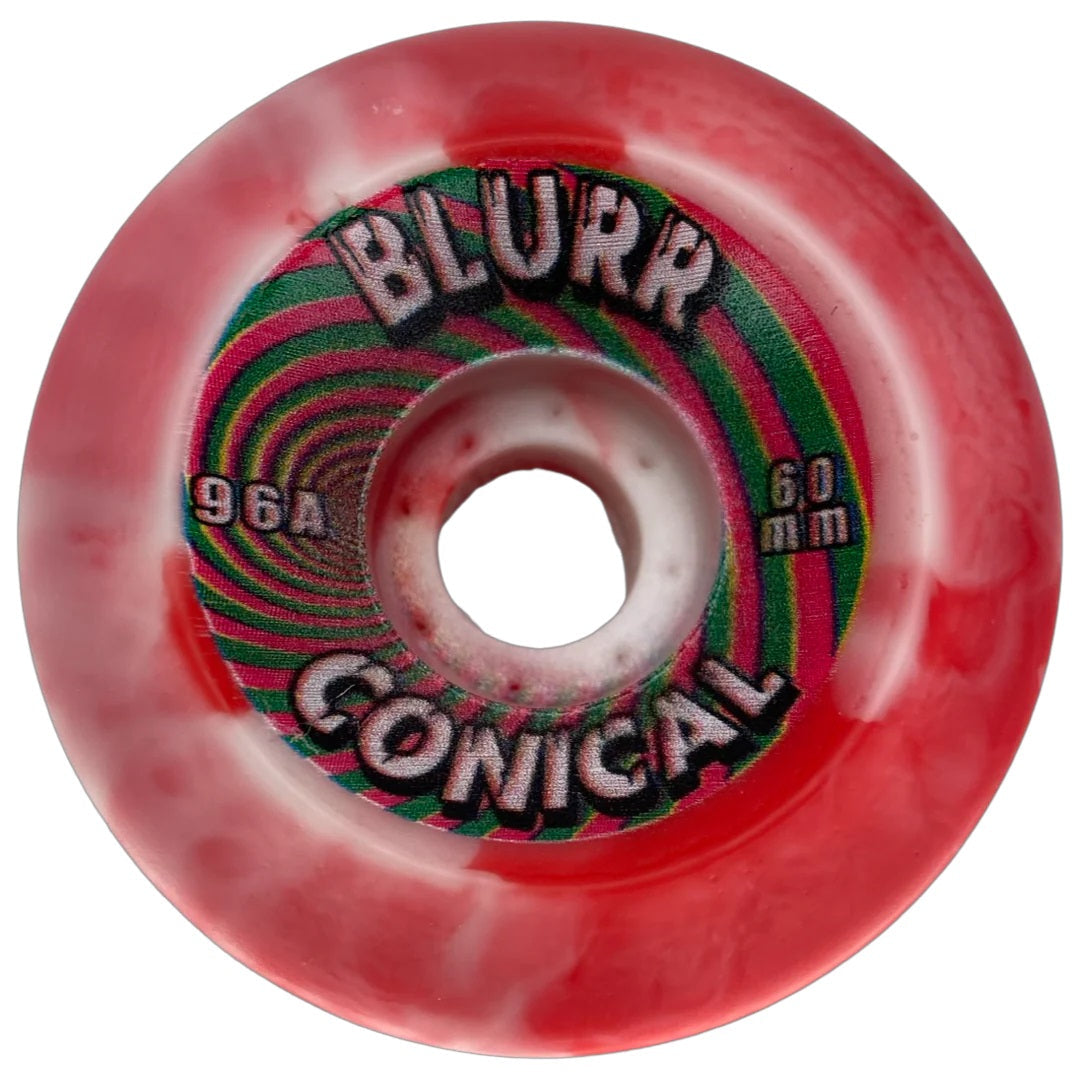 Blurr Conical Re-issue Wheels 60mm 96a - Red/White Swirls (Set of 4)