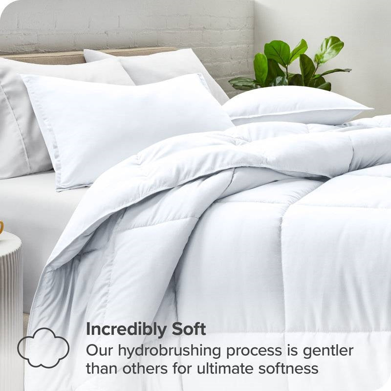 Twin/Twin XL size Super Soft Microfiber Down Alternative Comforter Set White