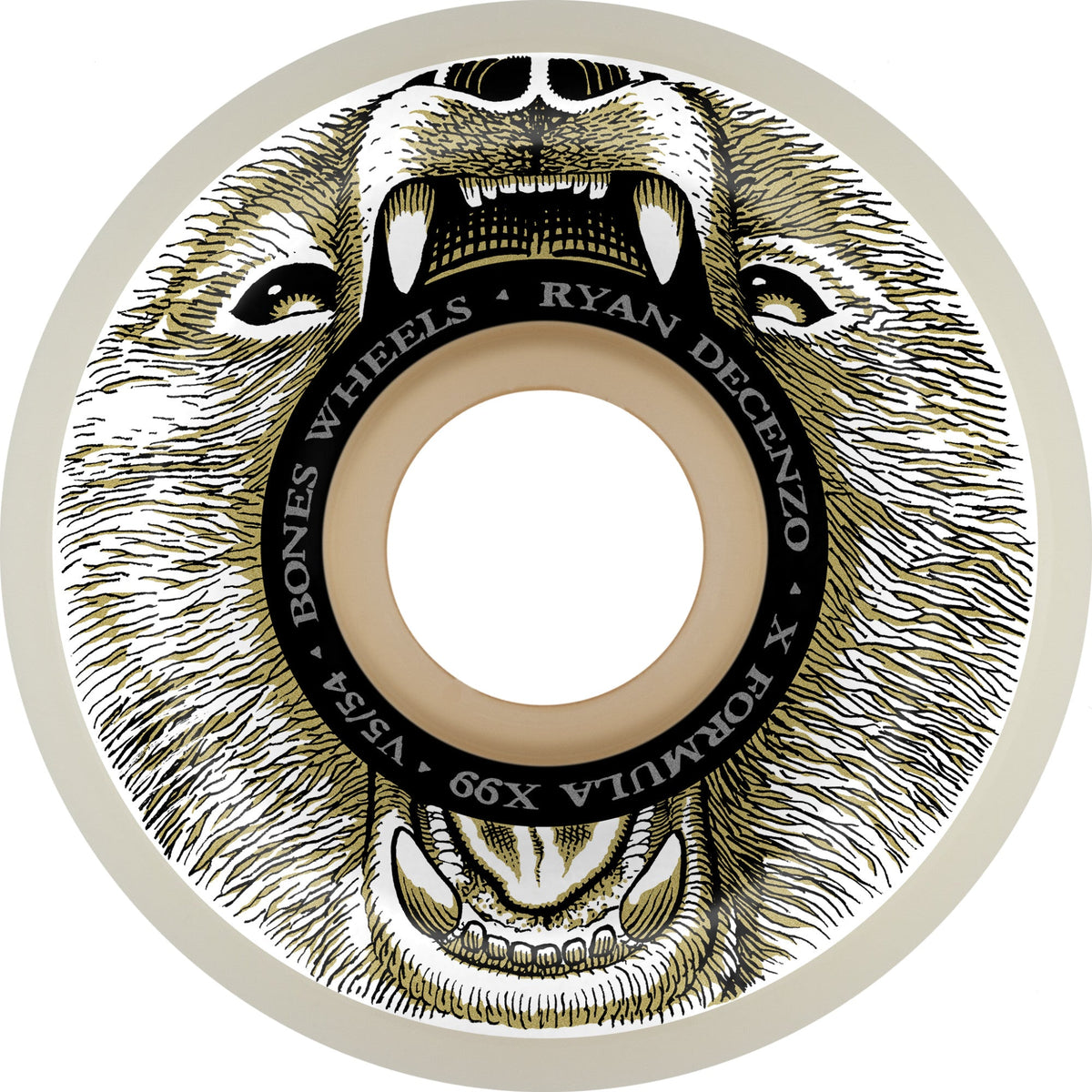 Bones X-Formula Decenzo Bear Grills V5 Sidecut 54mm 99a Wheels - White (Set of 4)