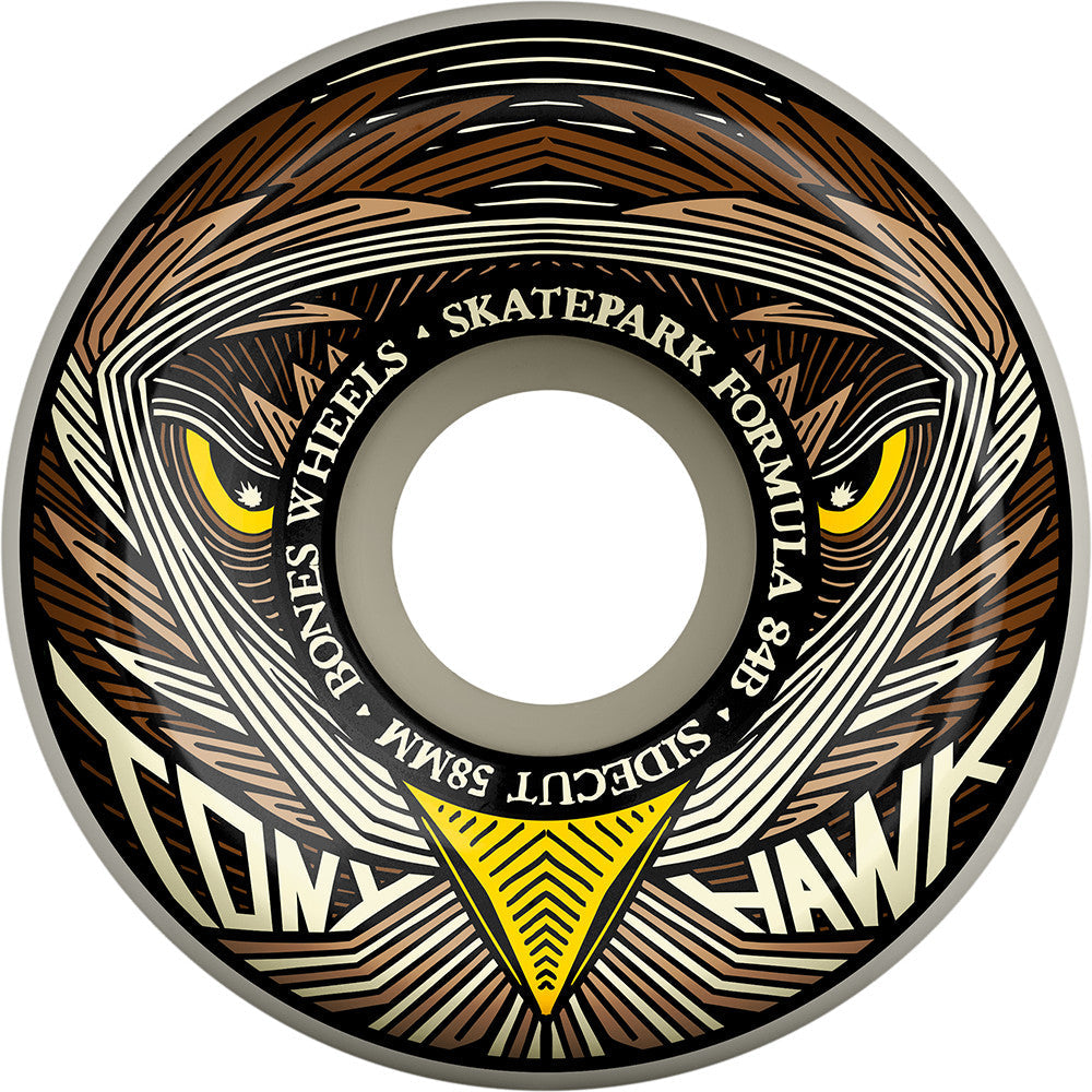 Bones SPF Hawk Night Hawk P5 Sidecut 58mm 104a Wheels - White (Set of 4)